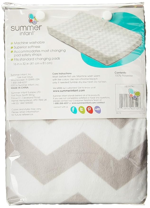 Summer Infant Ultra Plush Changing Pad Cover, Chevron