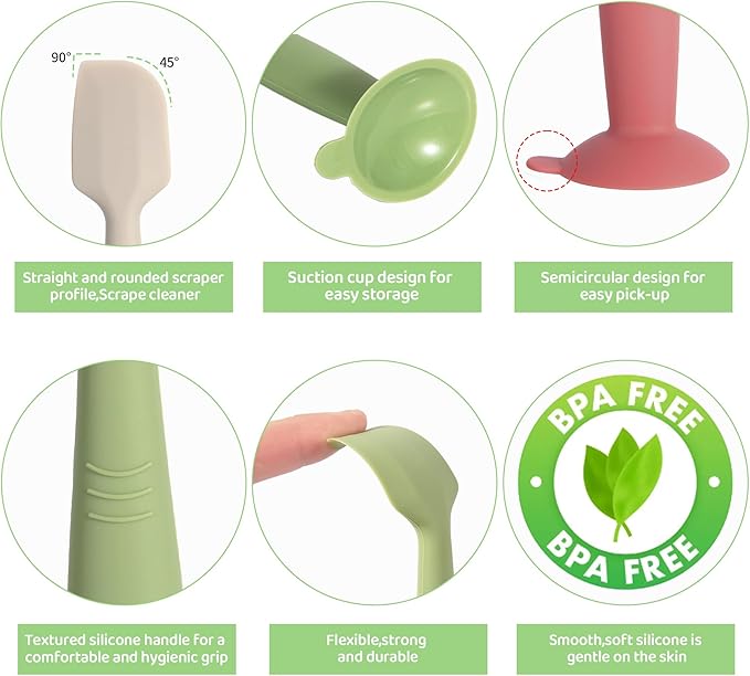 Butt Spatula Baby Diaper Cream spatula 3 Pcs with 3 Storage case,Soft Silicone Diaper Cream Applicator Bum Butt Paste spatulas Brush with Suction Base,Large diaper Rash cream Applicator