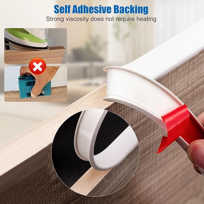 16.4ft U-Shape Edge Banding, TPE Self Adhesive Veneer Edging Flexible Furniture Edge Trim Protector for Furniture Countertop Table Sheet Metal (15mm, White)