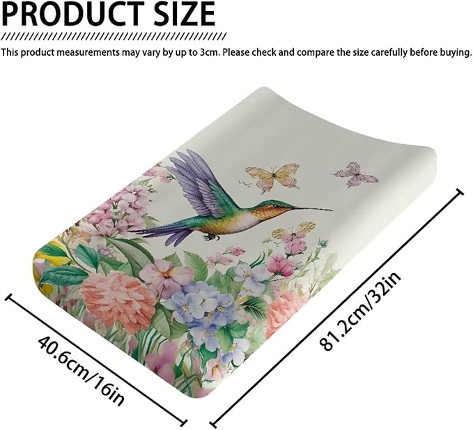 Bird Butterfly Changing Pad Cover for Baby Stretchy Changing Table Cover Breathable Diaper Changing Mat Cover Fit 32"x16" Contoured Pad