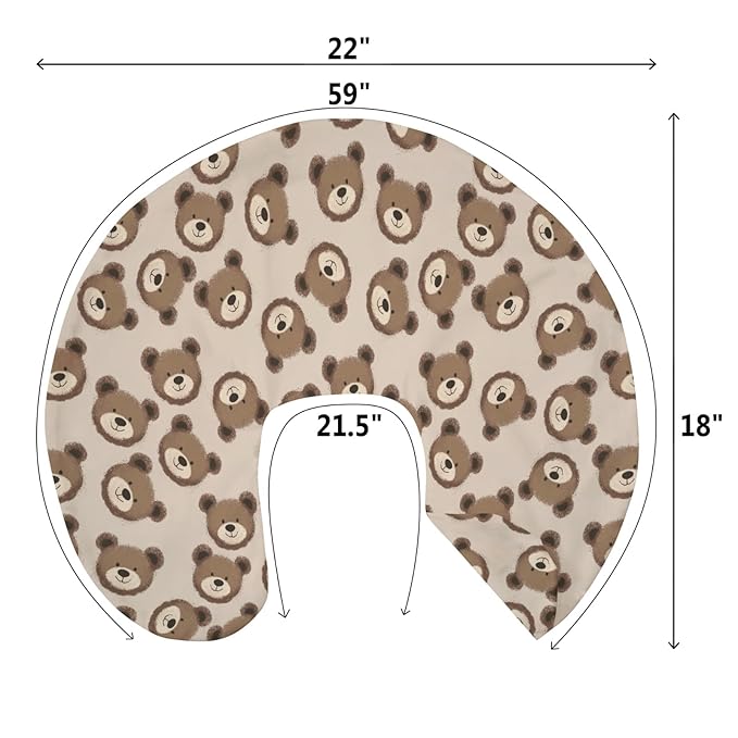 Neutral Boho Bears Baby Nursing Pillow Covers for Boy Girl Cute Brown Bear Nursing Pillow Slipcovers for Breastfeeding Pillows Watercolor Bears Soft Stretchy Slipcover for Newborn Infant