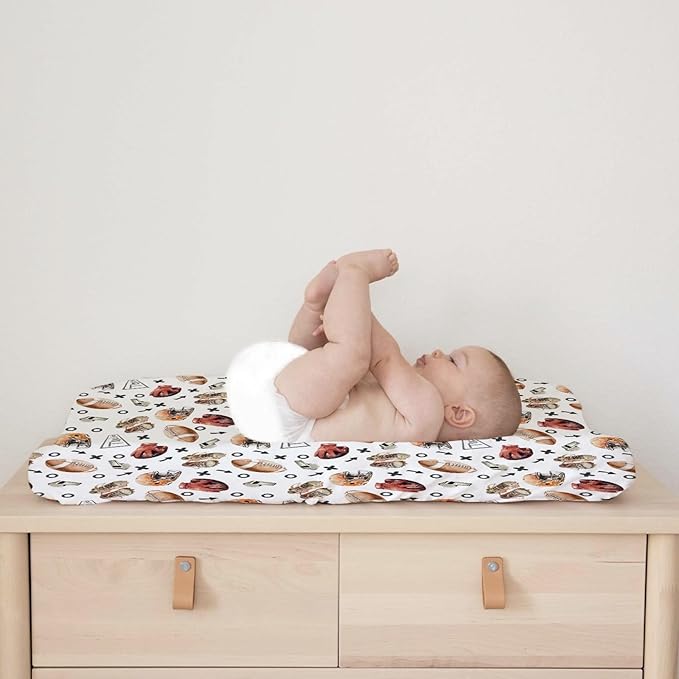 Watercolor American Football Baby Changing Pad Covers for Boy Girl 32''x16'' Outdoor Sports Fitted Diaper Changing Table Mats Sports Lovers Gift Comfort Soft Breathable Cradle & Bassinet Sheets