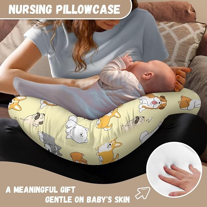 Nursing Pillow Cover, Cute Dog Quick-Dry Fabric Fits The Original Support Pillow for Breastfeeding and Bottle Feeding Stretchy Nursing Pillow Cover