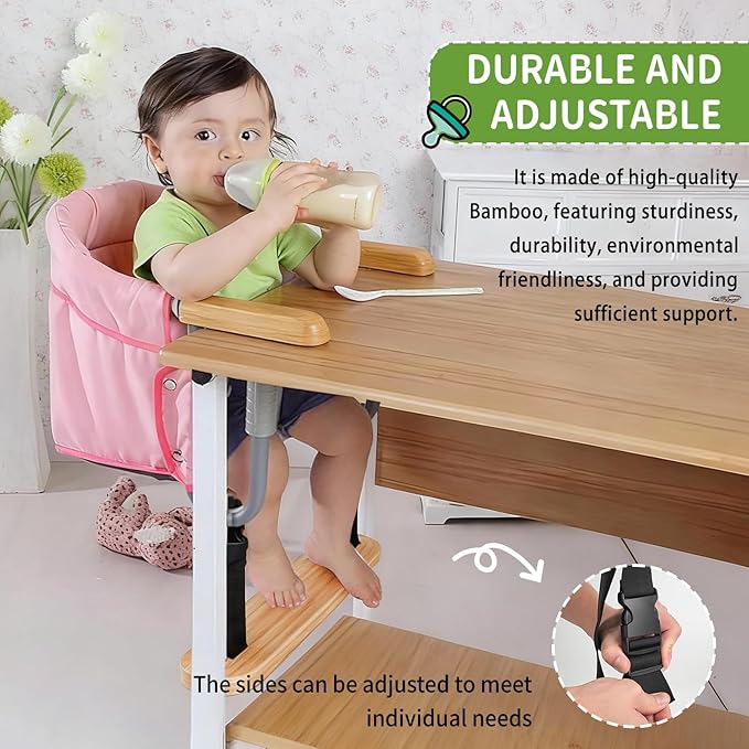 Baby Footrest Compatible with Inglesina Foot Rest:0.6inches Thick Sturdy Adjustable Bamboo Foot Rest Fit for Hook On High Chairs for Fast Table Chair High Chair that Attaches (Chairs Not Included)