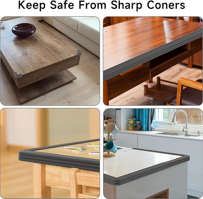Baby Proofing 6.5ft Extra-Wide Edge Protectors for Baby with 3M Strong Adhesive Double Sided Tape, Sharp Edge & Corner Safety Guards Furniture Bumper for Table, Furniture, Fireplace, Black