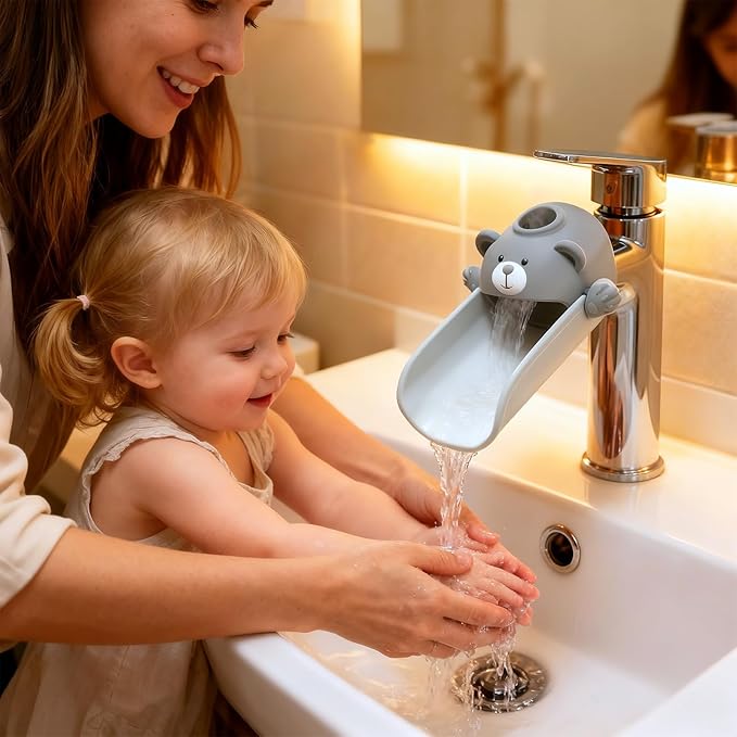 Skyroku 2 Pack Faucet Extender for Toddlers, Sink Extenders with Temperature Sensitive for Kids Hand Washing Sink Faucet Extension,Suitable for Bathroom Sink, Kitchen,Bathtub (Grey)