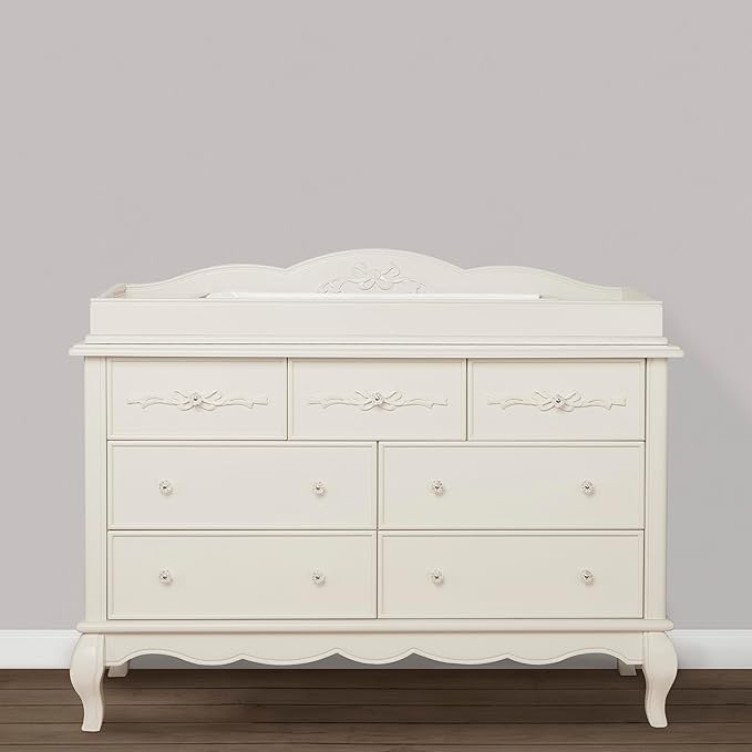 Evolur Aurora Change Tray|Lasting Quality|Intricate Ribbon Bow Scrollwork, Ivory Lace