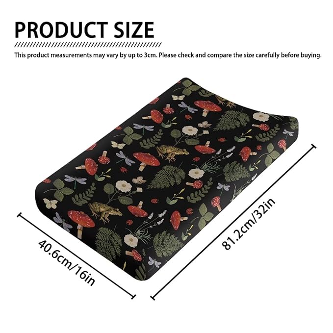 Mushroom Frog Changing Pad Cover for Baby Girls Comfort Diaper Change Table Pad Covers Soft Breathable Changing Pad Sheets Cover