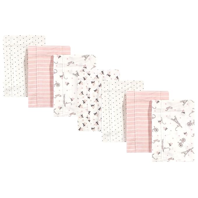 Hudson Baby Unisex Baby Cotton Flannel Burp Cloths, Paris, One Size