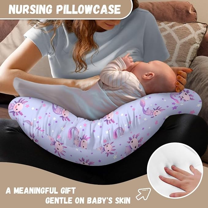 Purple Salamander Breastfeeding Pillow Cover Nursing Cover for Newborn Girls Boys Super Soft and Comfortable Slipcover Gift, 1 Pack