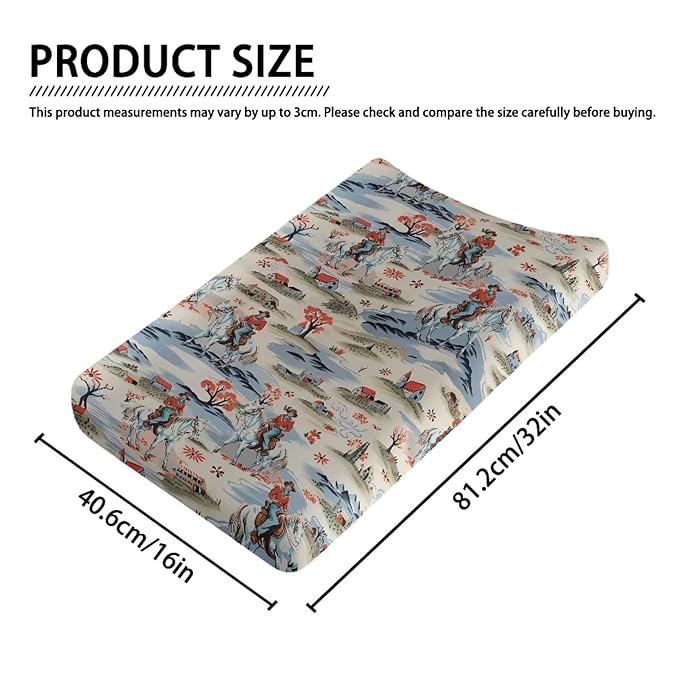 Western Cowboy Changing Pad Cover for Baby Girls Diaper Changing Pad Covers 32”x16” Horse Southwestern Newborn Infant Changing Table Sheet Changing Mat Covers