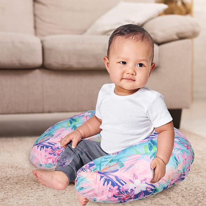 SWESEN 2 Pack Nursing Pillow Cover for Baby Girls, Breastfeeding Pillow Slipcover, Soft Stretchy Snug Fits On Infant Nursing Pillow, Machine Washable & Breathable, Floral