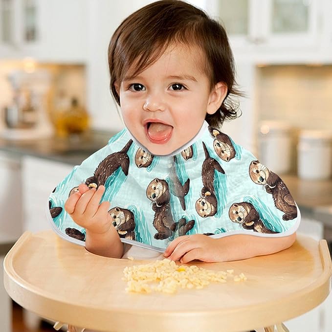 Muslin Burp Cloth for Baby 1PC Cute Sea Otters Super Absorbent Burping Cloths, Bibs for Newborn Boys Girls