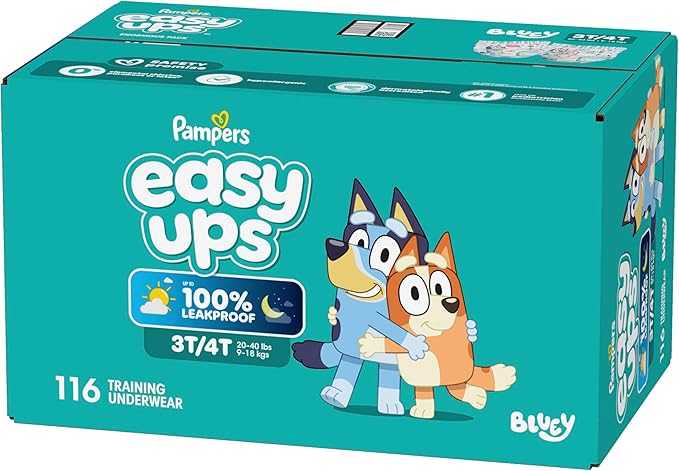 Pampers Training Pants - Easy Ups Boys & Girls Bluey - Size 3T-4T, 116 Count, Children's Potty Underwear (Packaging May Vary)
