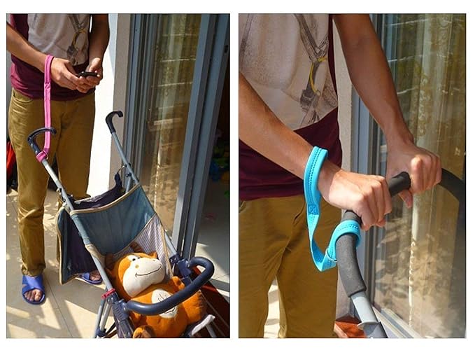 2 Pack Baby Stroller Safety Wrist Strap Adjustable Pram Wheelchair Hand Leash Black Retractable Adjustable Dog Leash Short Rope Safety Belt for Hilly City Street Walking