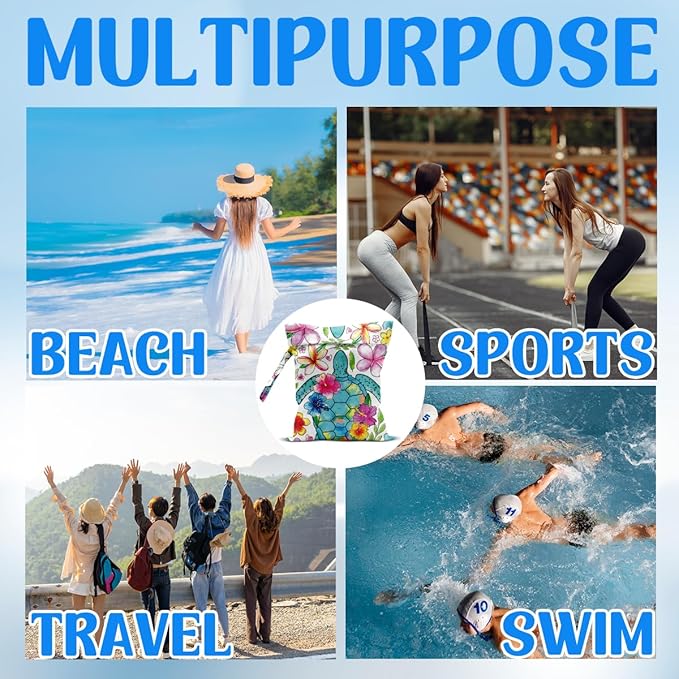 Wet Dry Wet Bag for Swimsuit Towel Baby Travel Cloth Diapers Beach Gym Toiletries Makeup Storage Bag Summer Vacation Essential Holiday Summer Turtle Gifts