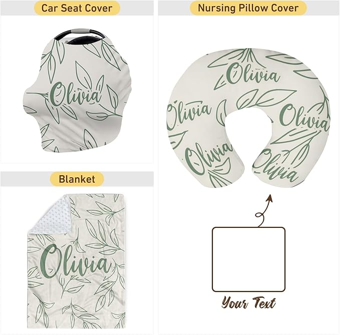 Customizable Flowers Baby Nursing Pillow Cover - Add Your Baby's Name, Ultra-Soft Stretch Fabric, Fits Standard Nursing Pillows, Ideal for Baby Showers Style 20
