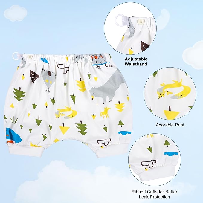 MOEMOE BABY Leakproof Bedwetting Diaper Pants Absorbent Overnight Diaper Short for Boys and Girls 2 Packs