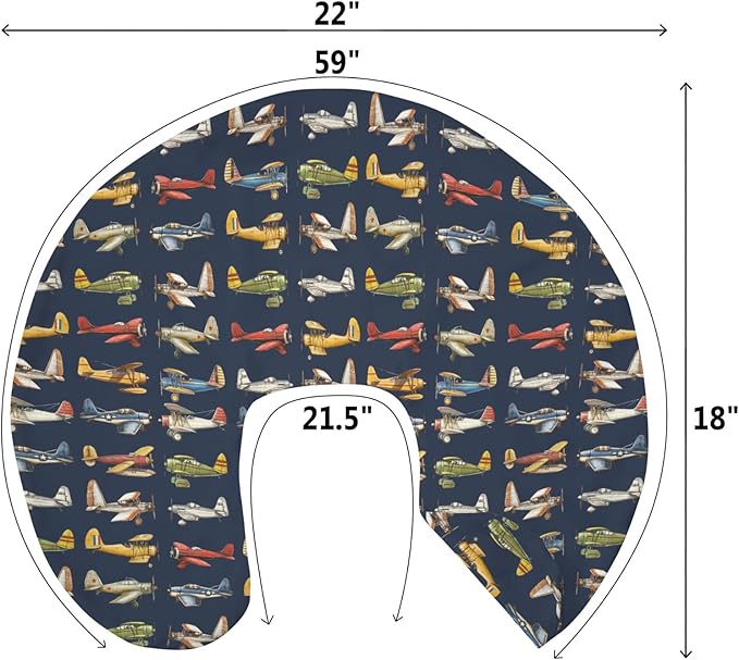 Airplanes Vintage Models Aircraft Nursing Pillow Covers for Boy Girl Antiqued Planes Nursing Pillow Slipcovers for Breastfeeding Pillows Retro Planes Soft Stretchy Removable Covers for Newborn Infant