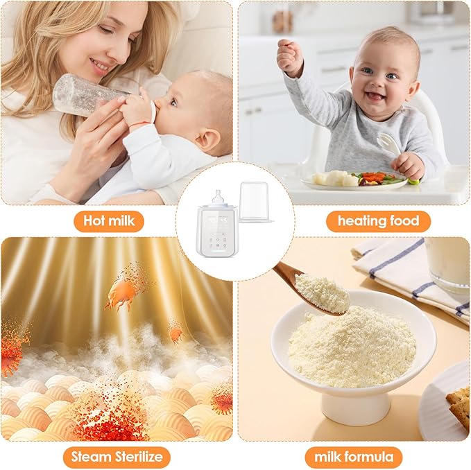 8-in-1 Baby Bottle Warmer, Fast Milk Warmer with Timer Digital Display, Night Light, Sterilizing Keep Warm, for All Bottles Nighttime Breastfeeding Newborn