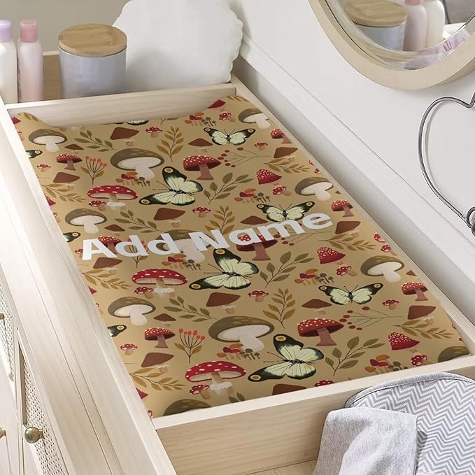Mushroom Custom Baby Changing Pad Covers Personalized Diaper Change Table Pad Cover for Girls Boys Stretchy Nursery Changing Table Sheets Cover