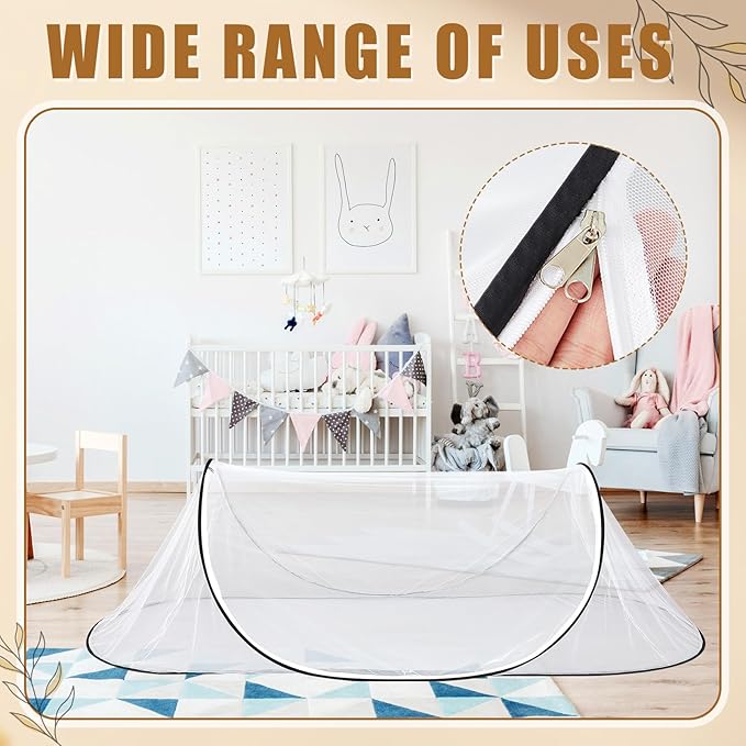 2 Pcs Large Pop Up Mosquito Net for Bed 78 * 31 * 22 Inch Portable Foldable Mosquito Netting for Camping Outdoor Indoor Travel Patio Bug Net Mesh Tent Canopy for Adults Bedroom, White