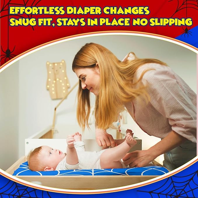 3 Pack Spider Theme Changing Pad Cover, Fitted Baby Changing Table Sheets for 32''×16'' Change Table Pad, Spider Web Pattern Breathable Baby Nursery Diaper Change Pad Sheets