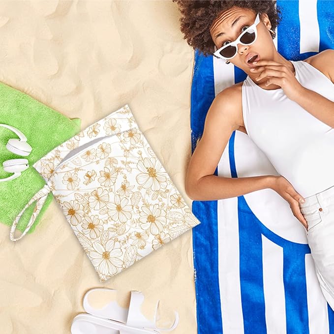 Wet Bag for Swimsuit Pool Travel Baby Cloth Diapers Dirty Yoga Gym Clothes Beach Bags Summer Gifts for Women Men Beach Vacation Essentials Sunflower Waterproof Wet Dry Bag Travel Laundry Bags