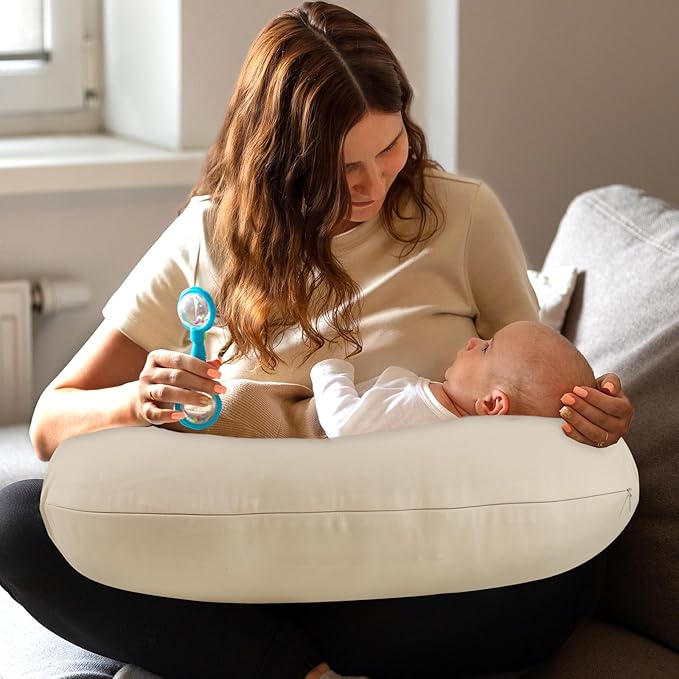 Hooyax Waterproof Nursing Pillow Cover, Stretchy Nursing Covers for New-Designed Breastfeeding Pillows, Adorable Infant Feeding Pillow Slipcover for Baby Boy and Girls (Khaki)