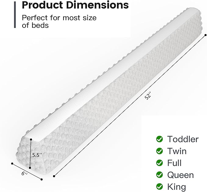 YENING Baby Bed Bumpers for Toddlers Foam Bed Guard Rail for Kids Bed Toddler Bed Bumper for Twin Full Queen King Size Bed Grey, 1-Pack