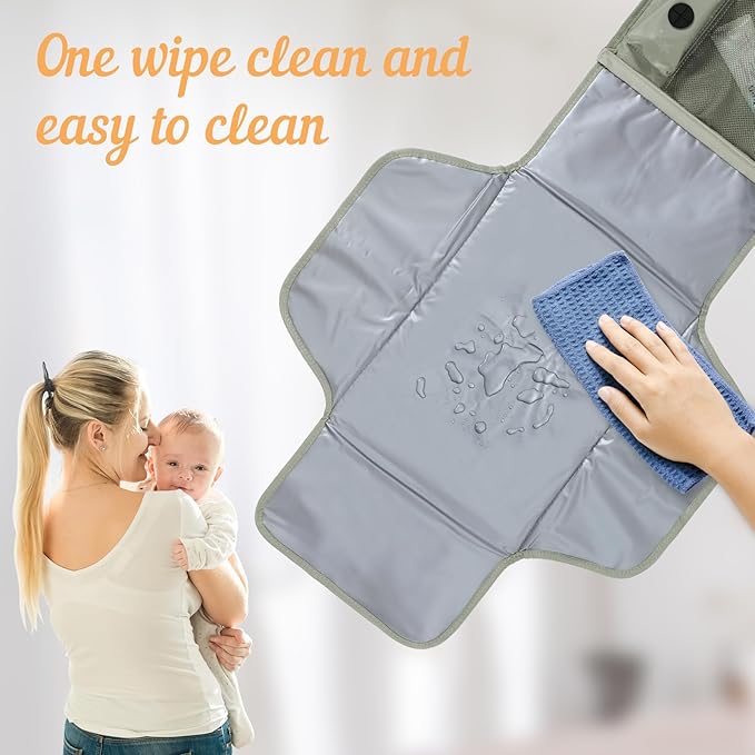 Portable Baby Diaper Changing Pad with Wipe Dispenser and Waste Bag Dispenser Detachable Diaper Changing Travel Bag with Waterproof Changing Mat Well Organized for Changing Kits