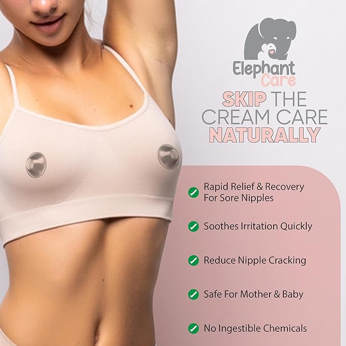 Elepahnt Care - Nipple Shields for Breastfeeding – Soft Silicone Protection for Cracked or Painful Nipples – Helps Baby Latch – Breastfeeding Essentials for New Moms – Includes Case