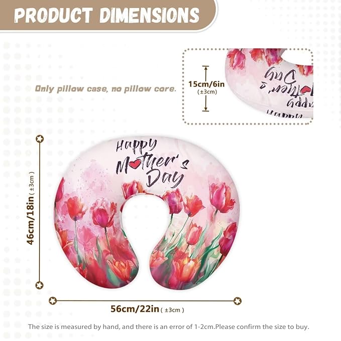 Tulips Floral Breastfeeding Pillow Slipcover Easy to Put On & Take Off Soft Newborn Nursing Pillow Case Fit Most Standard Feeding Support Pillows for Mother's Day Gift