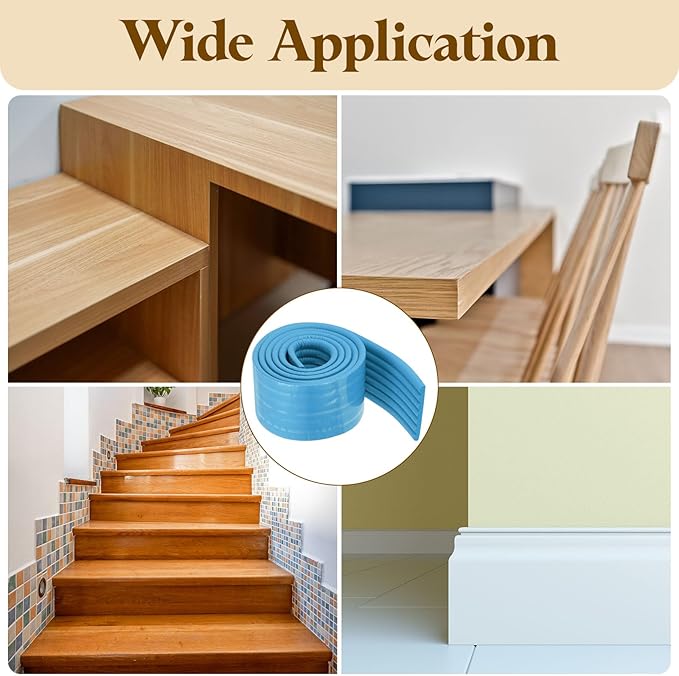 uxcell Bunk Bed Ladder Pad, 6.5ft NBR Self-Adhesive Corner Edge Protector Soft Furniture Corner Guard for Ladder Table Desk Edge, Blue