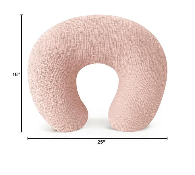 Konssy Muslin Nursing Pillow Covers, 100% Cotton Soft & Adorable Covers for Breastfeeding Pillows, Slipcovers for Newborn Baby Boys & Girls