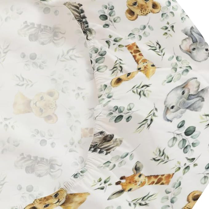 Changing Pad Cover for Baby Girls Boys, 32"/34" x 16" Safe Snug Diaper Change Table Pad Covers, Soft Stretchy Changing Pad Sheets Safari Jungle Animals Theme Nursery Decor