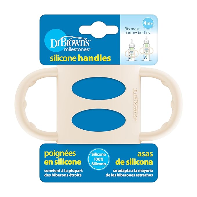 Dr. Brown’s® Milestones™ 100% Silicone Baby Bottle Handles, Narrow, Ecru, 2 Pack, 4m+