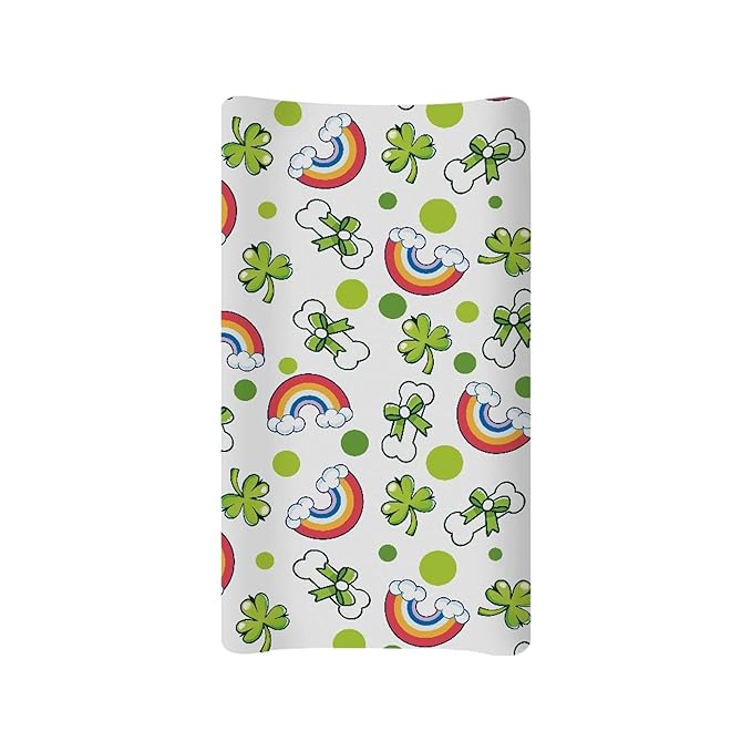 Green Leaf Changing Pad Cover for Baby Girls Boys St. Patrick's Day Diaper Change Table Covers Soft Stretchy Changing Mat Sheets Cover