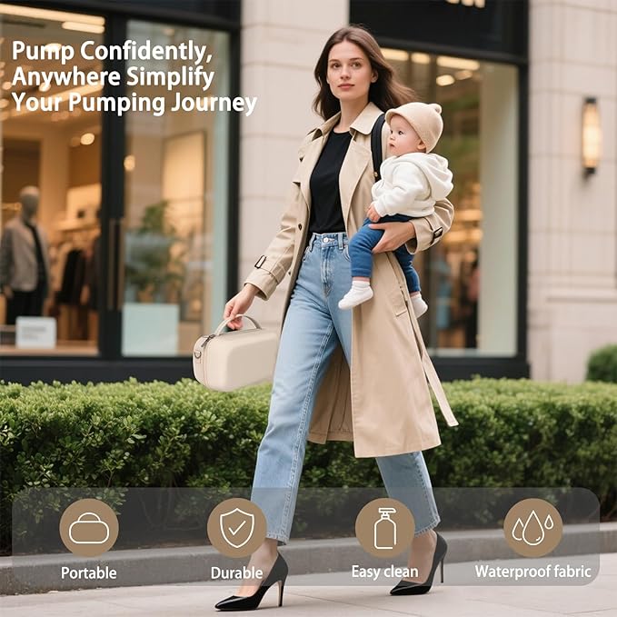 Wearable Breast Pumps Carrying Bag for Hands-Free Breast Pump, Hard Shell Case with Adjustable Crossbody Strap, On-the-Go Storage Pump Case for Momcozy/Willow/eufy/Nuliie/Lansinoh