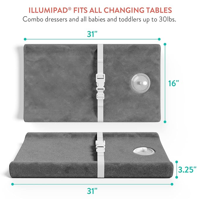 Prince Lionheart illumiPad Changing Pad, Grey