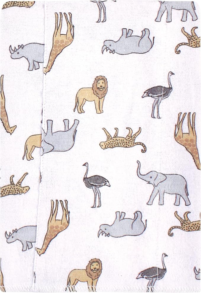Luvable Friends Hudson Baby Flannel Burp Cloths 7pk, Safari Adventure