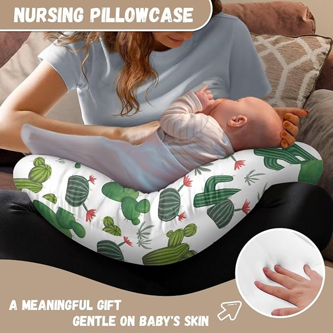 Cactus Nursing Pillow Cover with Zipper Covers Cactus Soft Breastfeeding Cover for Nursing Pillow Unisex Nursing Pillow Slipcovers Machine Wash & Quick Dry
