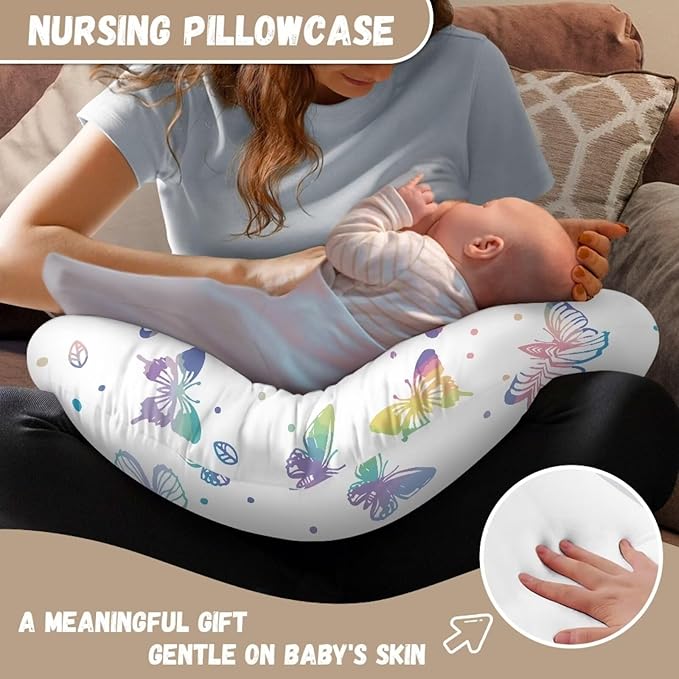 Multi Colorful Butterfly Baby Nursing Pillow Cover Ultra Soft Comfortable Newborn Nursing Pillow Case Stain Resistant and Scratch Resistant