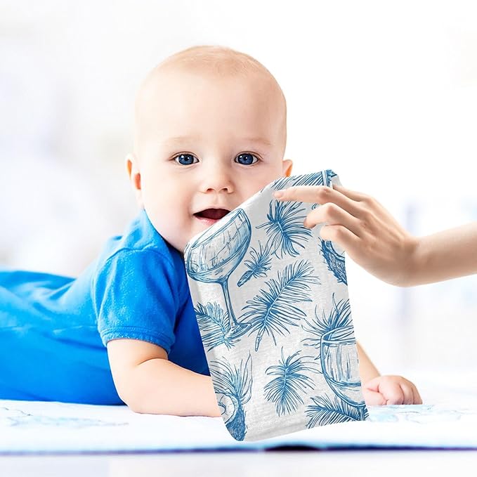 vvfelixl Wine Beach Party Baby Burp Cloths Baby Muslin Washcloths for Boys Girls Cotton Babys Face Towel for Newborn Infants Soft and Absorbent 11.8 X 11.8 in, 5 Pack