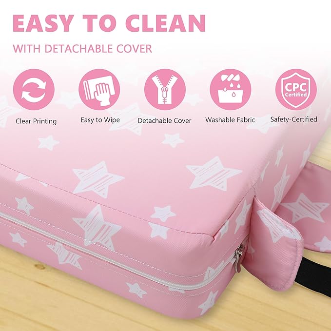 Booster Seat for Kitchen Chair, Toddler Booster Seats for Dining Table with Adjustable Straps Portable for Travel Camping Eating, Booster Cushion for Table for Baby Child Infant Kid Boy Girl