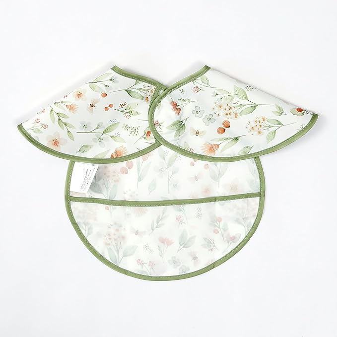 Feeding Bibs for Baby,3 Pack-Waterproof & Easy Clean Baby Bibs for Eating,Toddlers & Infant,Reversible Pockets