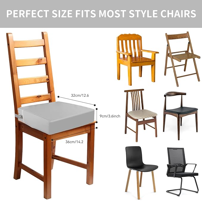 Toddler Booster Seat for Kitchen Chair Dining Table, Washable Thick Strong Support Portable Booster Chair for Toddlers Eating, Easy Cleaning Booster Seat Cushion Detachable with Adjustable Straps
