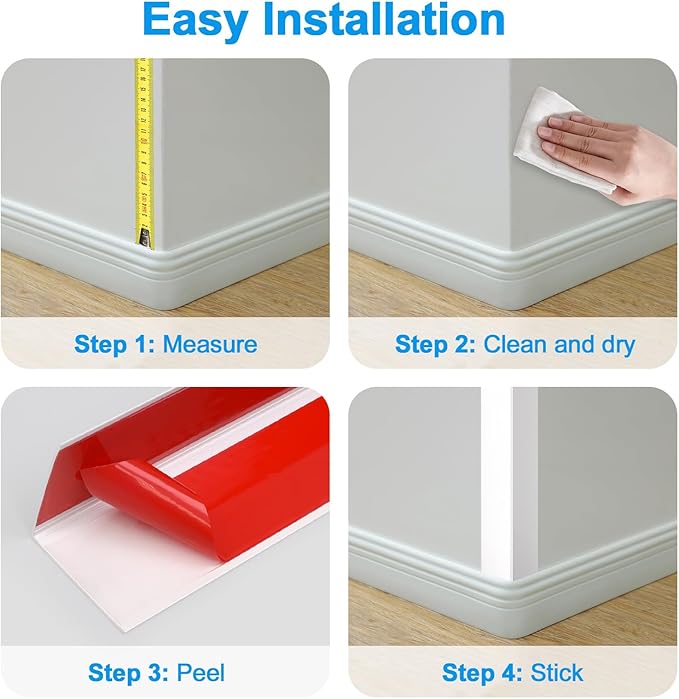 4Pack Aluminum Metal Corner Protector, 45″x 1″ Peel and Stick L Molding Corner Guards with 90° Angle, for Wall Door Frame Cabinet Furniture Baseboard Protection and Decoration (White)