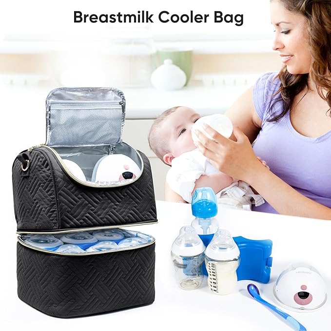 Mam Breastmilk Storage Bag with Ice Pack - Cooler for 6 Bottles Up to 9 Ounce - Insulated Bottle Bag for Daycare