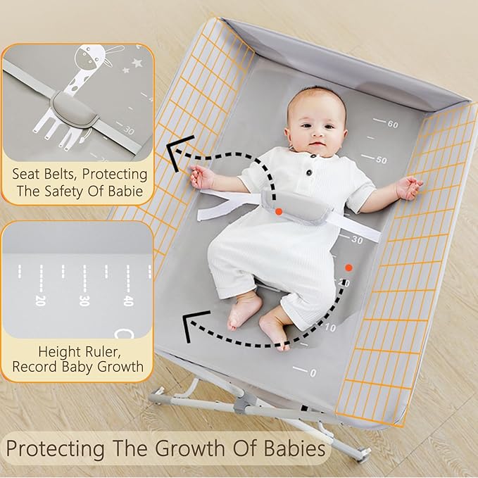 Changing Table, Portable Baby Changing Table with Wheels, Upgraded Foldable Diaper Changing Station with 5-Level Adjustable Height & Large Nursery Organizer Storage for Newborn Infant